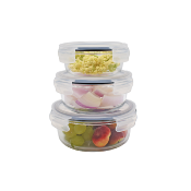 3 boîtes rondes en verre - 400ml/620ml/950ml
