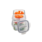  3 boîtes carrées en verre - 320ml/520ml/800ml