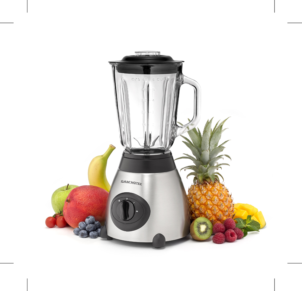 Gam'hotel - Blender inox bol verre 1,5L 500W