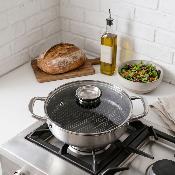 Sautoir 32cm triplex avec couvercle - "BlackSteel"