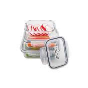3 boîtes rectangulaires en verre - 370ml/640ml/1040ml 