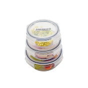 3 boîtes rondes en verre - 400ml/620ml/950ml
