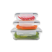 3 boîtes rectangulaires en verre - 370ml/640ml/1040ml 